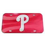 MLB Philadelphia Phillies Crystal Mirror Logo License Plate, Team Color, One Size