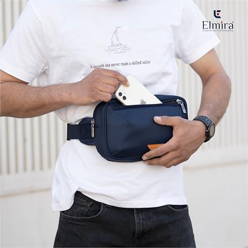 Image of Elmira Waist Bag for Men Women - Fanny Pack for Men Sling Bag for Men Chest Bag Crossbody Side Passport Travel Shoulder Small Waist Pouch for Mobile Cash (Navy Blue, WST-001B)