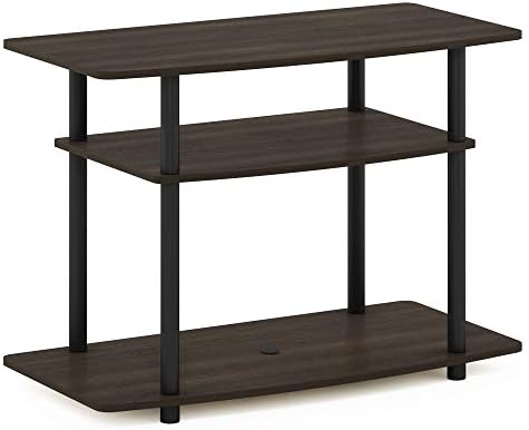 Furinno Turn-N-Tube No Tools 3-Tier TV Stands, TV Unit, TV Shelf, Dark Walnut, 80 (W) x 59.2 (H) x 40.1 (D) cm
