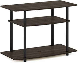 Furinno Turn-N-Tube No Tools 3-Tier TV Stands, TV Unit, TV Shelf, Dark Walnut, 80 (W) x 59.2 (H) x 40.1 (D) cm