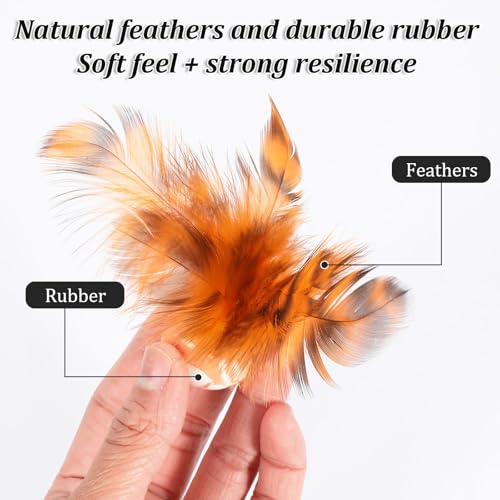 5 Pcs Bouncy Balls for Cats Chasing- Cat Feather Toy with Natural Feather — photo 2