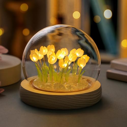 Danolt Forever Tulips Light, Yellow Tulip Lamp, Flower Lamp Gifts for Girls and Women, Cute Room Decor