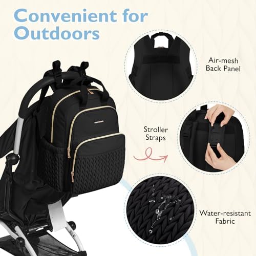 mommore Diaper Bag Backpack, Large Travel Baby Bag for Daily Essentials - 4