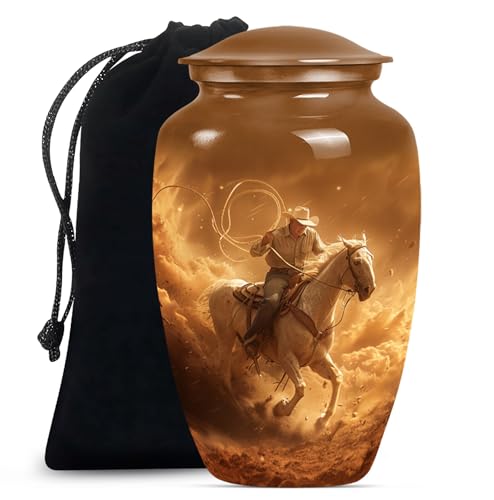 Image of Cowboy Urn - Urns for Ashes - Urns for Ashes Adult Female - Urns for Ashes Adult Male - Urns for Human Ashes Adult Female - Urns for Cremation Ashes (10 inch Pack of 1)