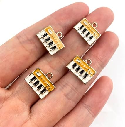 Heyiwell 20 PC Gold Plated Enamel Alloy Yellow Piano Charm Pendants for Bracelet,Necklace,Earrings DIY Jewelry Making Accessories 9x11mm image 5