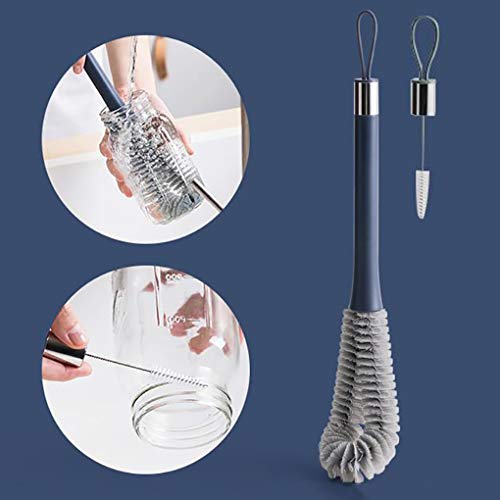 Bottle Brush Cleaner 2-in-1 - Long Water Bottle Cleaning Brush - Kitchen Brush for Water Bottles, Cup, Wine Decanter, Kombucha, Sinks(Navy)