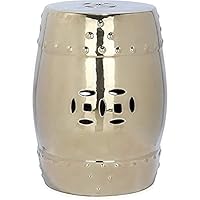 Safavieh Gartenhocker für Innen/Draußen, Glasierte Keramik, Gold, 33 x 33 x 45.72 cm