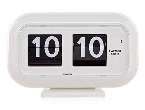 Diseño con texto en alemán de pared Quartz Twemco Retro Diseño de Lesley Todd UK reloj Flip QT 35 (blanco) Cover