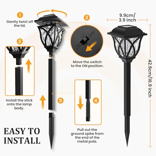 Solar Lights Outdoor Waterproof, 8 Pack LED Solar Garden Lights, Outdoor Decorations, Garden Decor for Yard, Patio, Landscape, Planter, Walkway (Warm White)