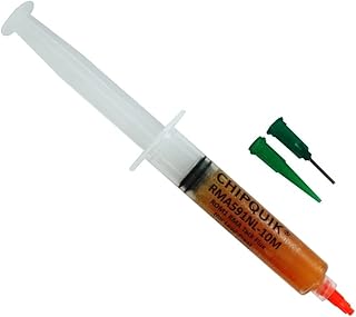 Chip Quik RMA591NL-10M ROM1 RMA Tack Flux (for Lead-Free) in 10cc/10g Luer Lock Manual Syringe w/tips
