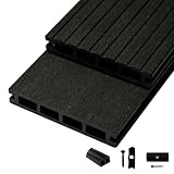 Woodstore24 WoodoRhodos Komplettset 2,4 m - Anthrazit - Bodenbelag Terrasse - Rutsch- & Wetterfest - Breite: 120 mm, Stärke: 20 mm - 6 m²