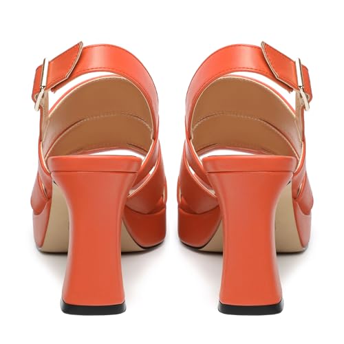 Heels for Women Block Chunky Platform High Heels Open Toe Square Strappy Heel Sandals Wedding Prom Party Fashion Slingback Dress Pump Sandals4