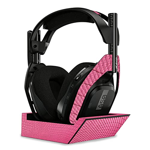 Image of MightySkins Carbon Fiber Skin Compatible with Astro A50 Wireless Headphones + Base Station (Gen 4) - Pink Gator Skin | Protective, Durable Textured Carbon Fiber Finish | Easy to Apply