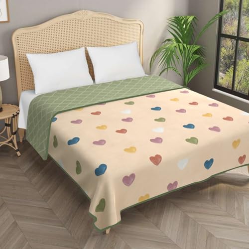 Image of Homestan Reversible All Season Cotton Feel Dohar for Double Bed,Soft Light Weight AC Blanket /Comforter for Summer /Winter /Monsoon (84x88 Inches, Heart Blush)