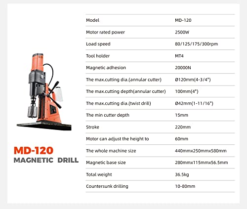 2500W Electric Magnetic Drill Press Portable MD-120