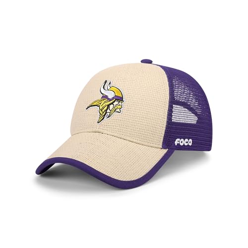 FOCO Minnesota Vikings NFL Straw Casual Trucker Cap