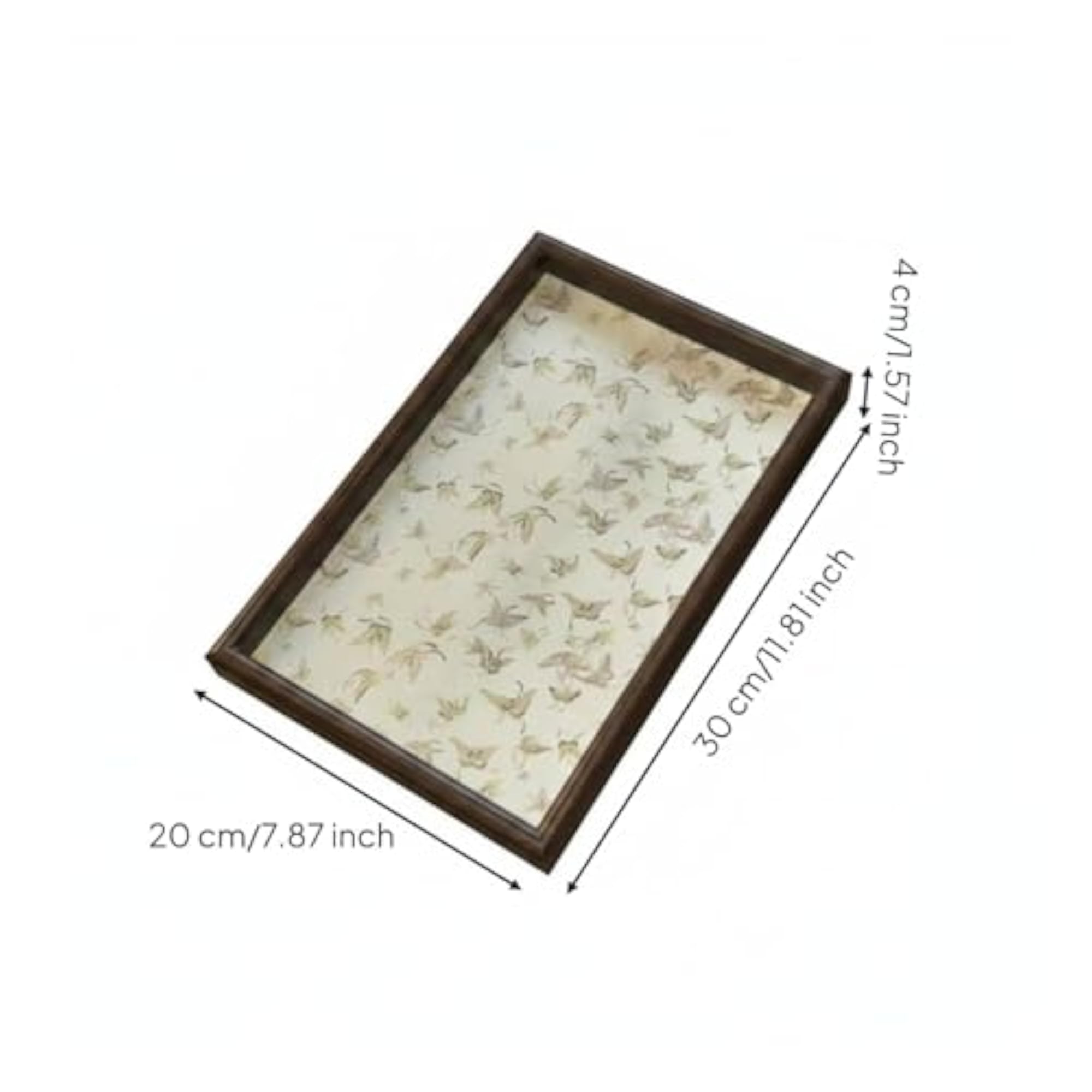 New Chinese Design Butterfly Tray Light Luxury Walnut Frame