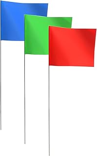 Marking Flags, Marker Flags for Lawn, 15x4x5 Inch | 100 Pack Red&Green&Blue Landscape Flgs, Irrigation Flags, Lawn Flags, Yard Markers, Match with for Distance Measuring Wheel