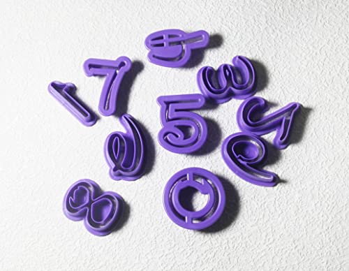 Image of Number Fondant Cake Biscuit Baking Mould DIY Fondant Cake Embosser Cookie Cutters, Set of 10, Purple