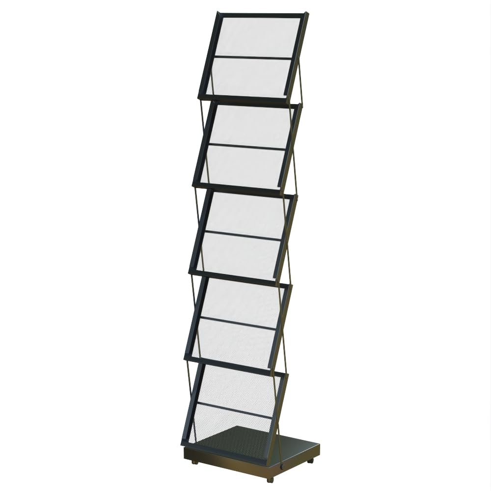 zeitschriftenständer Faltbares 5-Lagen prospektständer Tragbarer zeitungsständer für Messen und Büros (160×45×37CM)