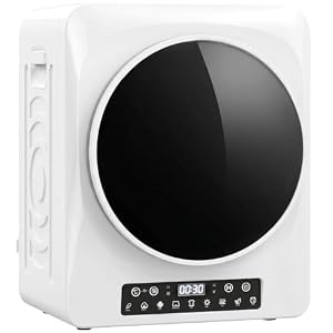 HOMCOM Wäschetrockner 5 kg Mini Ablufttrockner mit 9 Programmen bis zu 60℃, 1000W Trockner mit Knitterschutz, Doppelfilter, LED-Touchscreen, Timer, Kindersicherung für Wohnmobile, Haus, Weiß