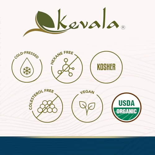 Kevala Organic Extra Virgin Sesame Oil – Cold Pressed, Unrefined & Non-GMO Cooking Oil for Salad, Frying, Baking, and Skin or Hair Use – Gluten Free & Kosher Certified | 128 Oz