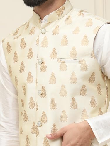 Image of SOJANYA (Since 1958 Men's Silk Blend Kurta Pyjama With Nehrujacket Set