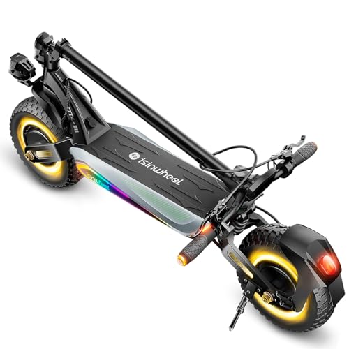 isinwheel GT4 Dual Off-Road Electric Scooter for Adults 45MPH Max Speed 50 Miles Long Range 1200W Dual Motor 12' Off-Road Tires Front Rear Suspension 330Lbs Capacity E-Scooter with APP Control