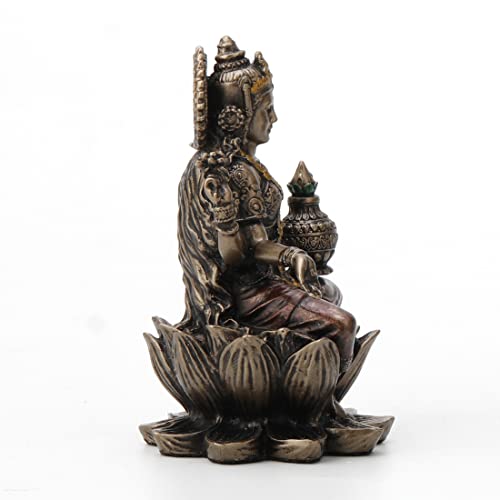 Estatua Lakshmi en loto acabado bronce pintado 3 3/8" miniatura 4