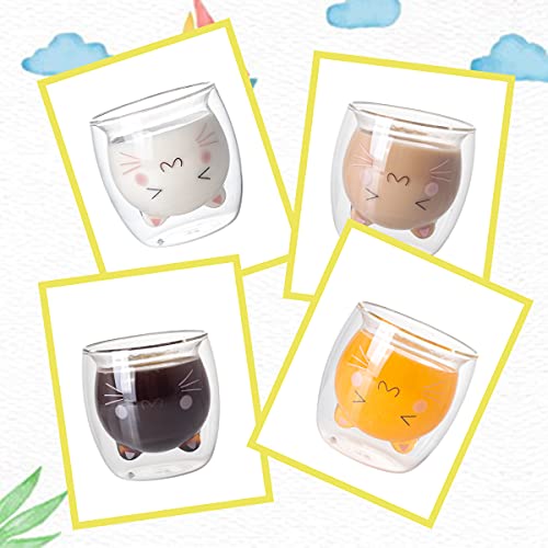 Bgbg Cute Coffee Mug Cat Tea Cup Milk Double Wall Clear Insulated Glass Espresso Mug With Coaster Interesting Gift For You (Cat Mug) #TOP7