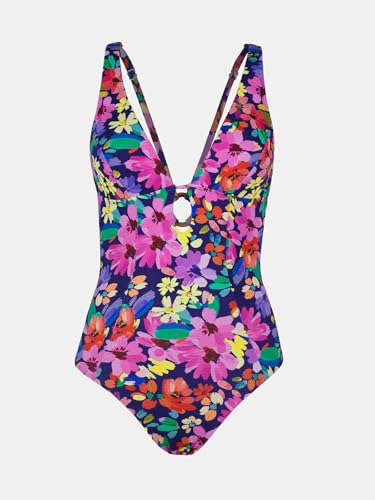 Image of CUPSHE Women's One Piece Swimsuit Deep V Neck Keyhole Cutout O Ring Textured Bathing Suit