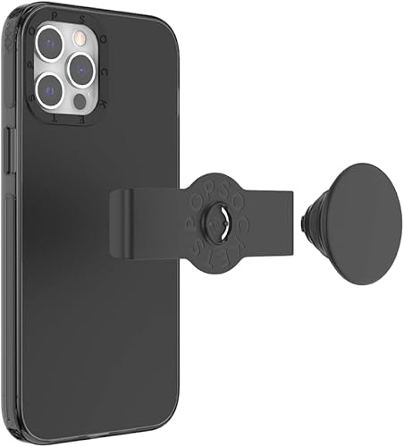 Miniatura 5 de PopSockets Funda para iPhone 12 Pro Max con un soporte reposicionable PopGrip Slide y agarre con una parte superior intercambiable, color negro
