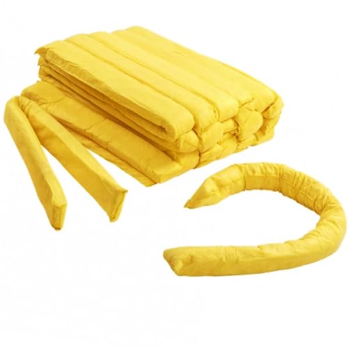 Bricoloco Barrera Absorbente para productos químicos, aceites, hidrocarburos y aguas. Acotar y absorber derrames químicos, aislar zonas, máquinas, lugares de paso, etc. (3, 8 cm X 300 cm)