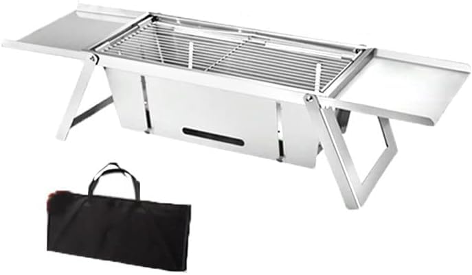 Swabs® Camping Charcoal Grill Portable BBQ Grill Stainless Steel Wood Burning Grill with Carrying Bag | Folding Small Grills For Outdoor Barbecues Traveling Picnics Garden/Beach Party