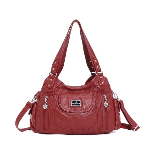 Image of Angel Kiss Purses for Women, Large Shoulder Bag Hobo Tote Purse Mutipocket Faux Leather Satchel Hobo Purse