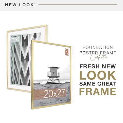 Image of MCS Foundation 20x27 Poster Frame Traditional Brass, Vertical & Horizontal Wall Hanging Large Picture Frame for Photos, Posters & Art Prints (1-Pack)