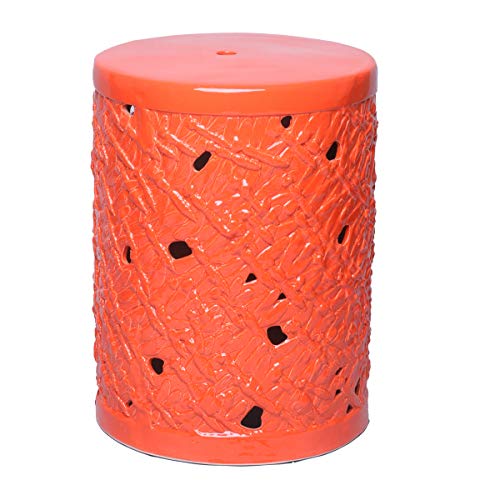 GARDEN SEAT DECORATIVO CERÂMICA LARANJA 33x43cm