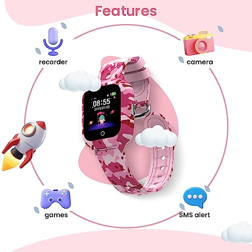 Image of Turet Stardust Smart Watch for Kids- Smartwatch for Boys and Girls with Camera, Games, Recorder, Phone Book, SMS, 2-Way Calling Kids Watches - Without App (Classic Pink)