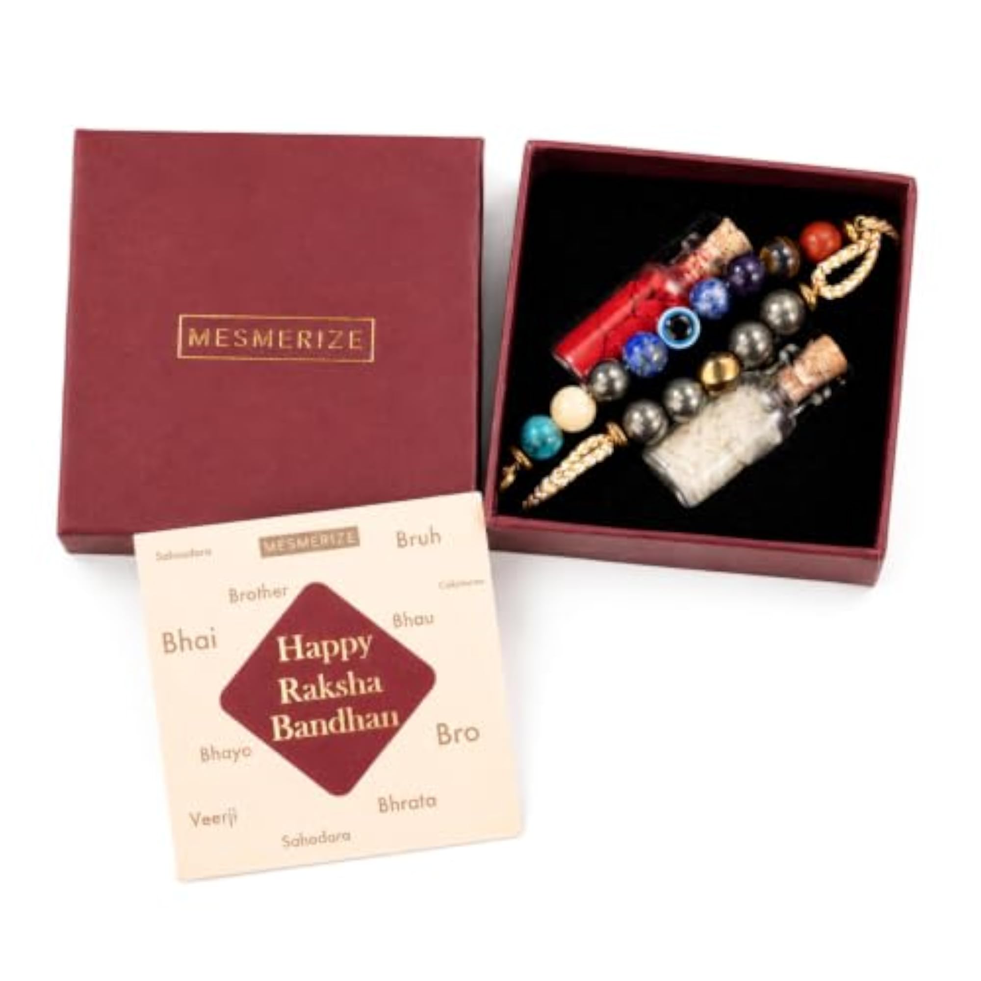 9 Chakra & Money Magnet Pyrite Natural Stone Rakhi Combo