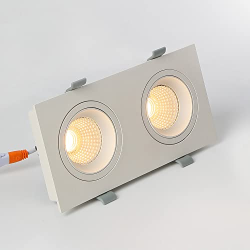 Aisilan Dimmable Recessed Lighting Rectangle 2-Head, 14W Canless Gimbal Light 3.5×8In, White Adjustable Ceiling Spotlight, LED Eyeball Downlight, CREE COB CRI 97+ Warm White, for Living Room Corridor Aisilan Dimmable Recessed Lighting Rectangle 2-Head, 14W Canless Gimbal Light 3.5×8In, White Adjustable Ceiling Spotlight, LED Eyeball Downlight, CREE COB CRI 97+ Warm White, for Living Room Corridor