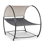 blumfeldt Umbria - Hamaca Doble, Estructura de Acero, Toldo de poliéster 180 g/m², Superficie de 133,5 x 200 cm, 2 Cojines de Altura Regulable, Tejido Transpirable, 4 Patas, Estabilidad, Gris