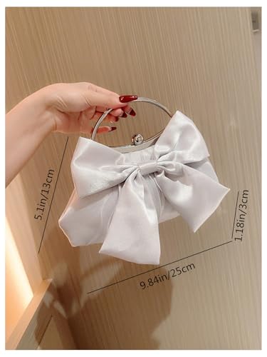 Image of Verdusa Women's Bowknot Evening Bag Ruched Clutch Purse Party Handbag with Chain Strap