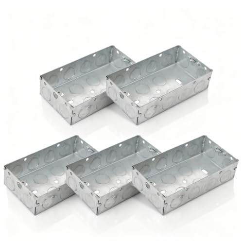 Image of 5 x Double Metal Back Box 35mm Flush Wall Pattress / 2 Gang Electrical Sockets