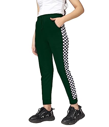 Image of KYDA KIDS Girls 100% Cotton Chess Print Track Pants | Elastic Waist Regular Fit | Soft Breathable Kids Casual Wear with Side Pockets Multicolor (Pack of 1)