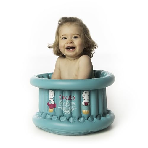 Baignoire bébé gonflable turquoise confortable de 0 à 12 mois