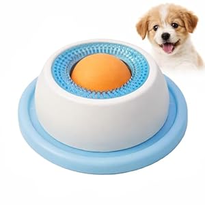 Calming Lick Bowl for Dogs & Cats, Non-Slip Slow Feeder, Anxiety Relief Enrichment Toy with Rotating Lick Ball for Liquid & Wet Food, Keeps Pets Busy, Happy & Engaged