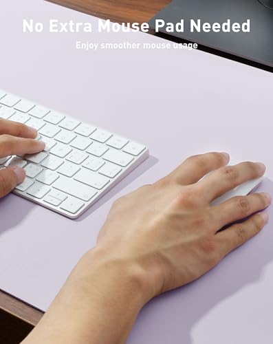Image of Aothia Faux Leather Desk Mat - Large Mouse Pad, Non-Slip PU Leather Blotter, Waterproof Writing Surface for Office and Home (Soft Lavender, 42 inch x 17 inch)