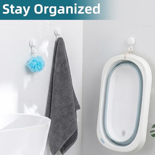 Image of TAILI Upgraded Visible Safety Indicator Suction Cup Hook 4 Pack, Damage-Free Hanging Glass Shower Wall Hook for Towel, Loofah, Bathrobe, Clothes, Easy to Install, Rust Resistant, Reusable, White