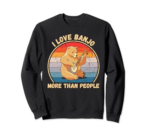 Vintage Bear I Love Banjo More Than People Banjo Lover Sudadera