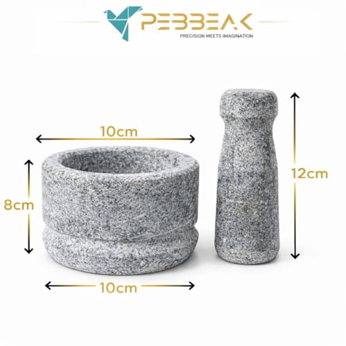 Image of Premium Stone Mortar and Pestle for Kitchen | Traditional Sil Batta Stone | Silbatta for Chutney, Rolu Rokali for Spice, Herb & Chutney Grinder | Authentic Granite Mortar Pestle Set
